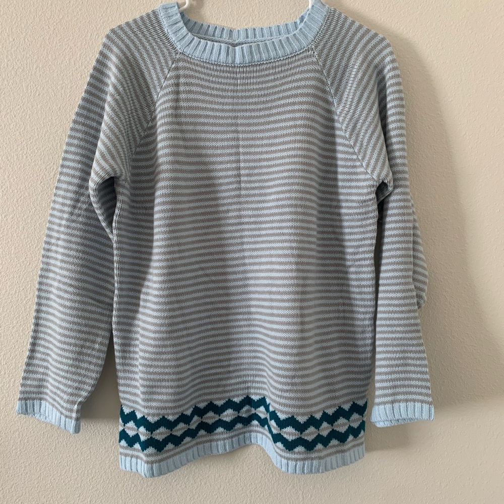 Striped Blue and Gray Women's Sweater